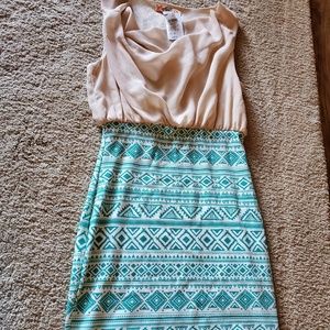 NWT Teal/beige Dress Medium